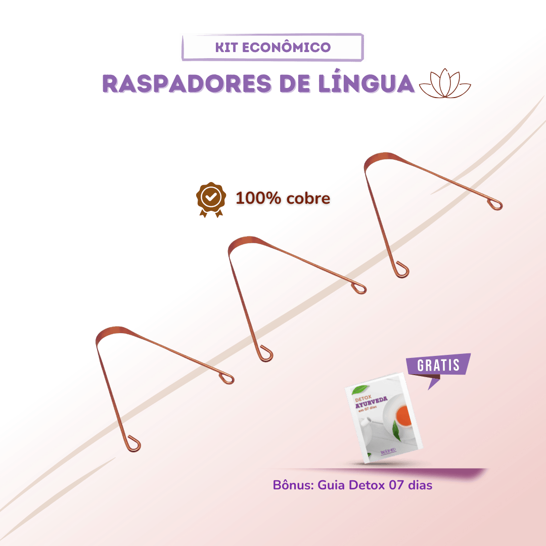 Kit com 03 Raspadores de Língua em Cobre