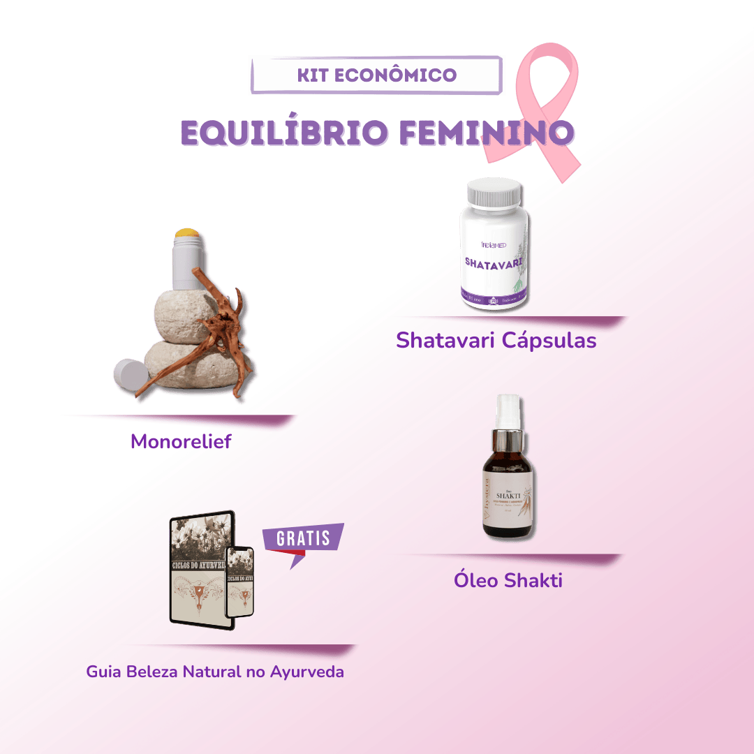 Box Equilíbrio FemininoApoio natural para o bem-estar hormonal O Box Equilíbrio Feminino Ayurvédico foi pensado para oferecer suporte integral à saúde da mulher, ajudando a equilibrar o sistema hormonal, melhorar o conforto físico e promover bem-estar emo