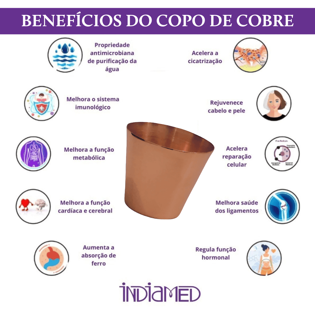 Kit com 03 Copos 100% Cobre