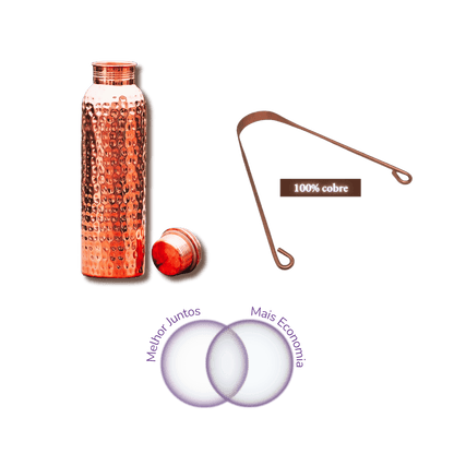 Duo Garrafa de Cobre e Raspador de Língua