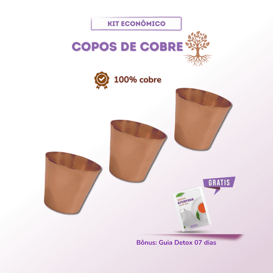 Kit com 03 Copos 100% Cobre