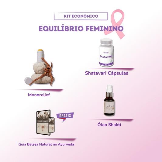 Box Equilíbrio FemininoApoio natural para o bem-estar hormonal O Box Equilíbrio Feminino Ayurvédico foi pensado para oferecer suporte integral à saúde da mulher, ajudando a equilibrar o sistema hormonal, melhorar o conforto físico e promover bem-estar emo
