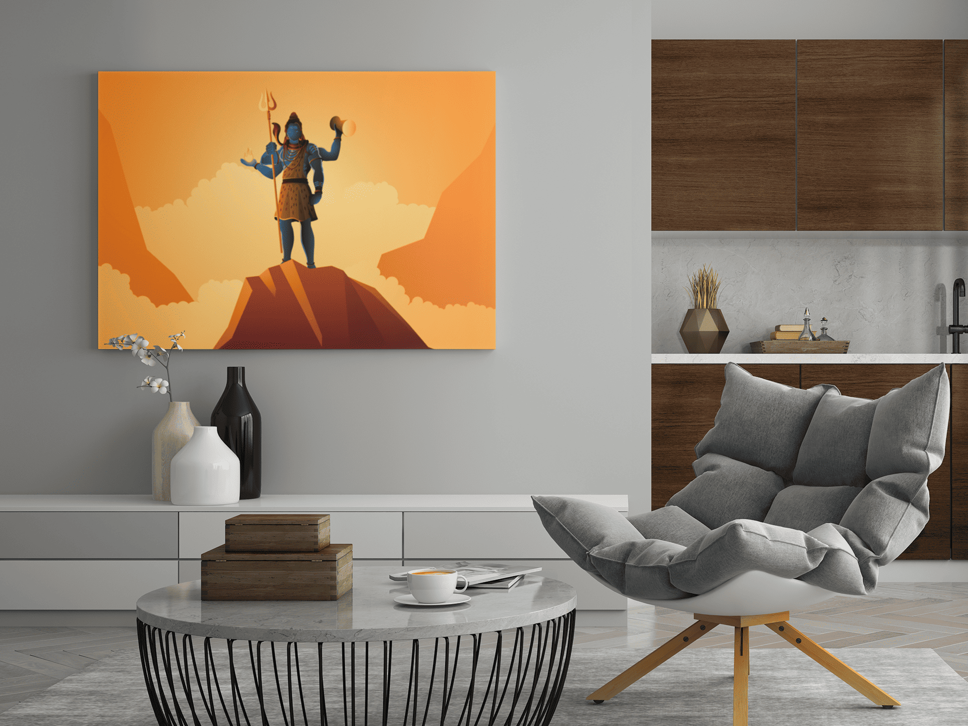 Poster Lord ShivaO Deus da Transformação e Renovação Shiva é uma das divindades mais poderosas e reverenciadas do hinduísmo, conhecido como o Senhor da Destruição e da Transformação. Diferente do que o título pode sugerir, sua destruição não é negativa, m