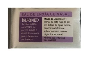 Sal Para Enxague Nasal - Não-Iodado Com 99,8% De Pureza - 30g - Indiamed
